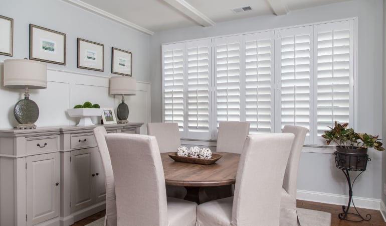  Plantation shutters in a Tampa dining room.